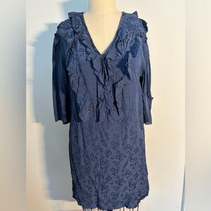 Coach Midnight Blue Ruffle Mini Dress